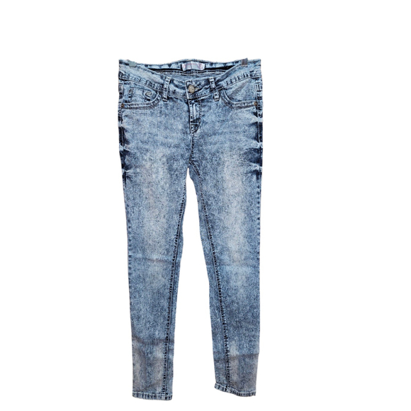 Women's (Juniors) No Boundaries Denim Jeans Size 9 Blue Acid Wash - Picture 5 of 12